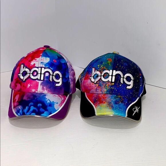 Colorful Bang Baseball Caps Set Of Two Embroidered Color Splash And Fingerpaint - Picture 1 of 6